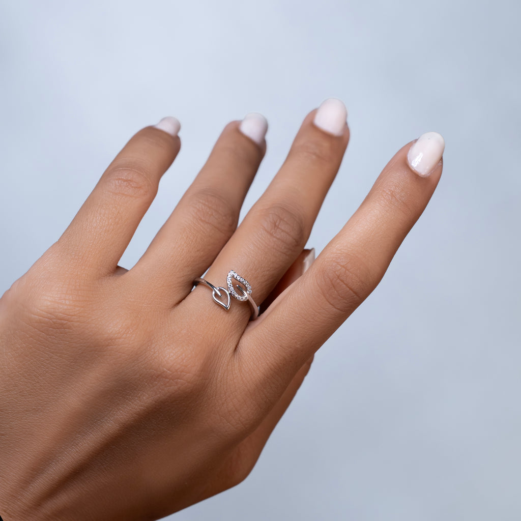 Twin Leaf Whisper Ring
