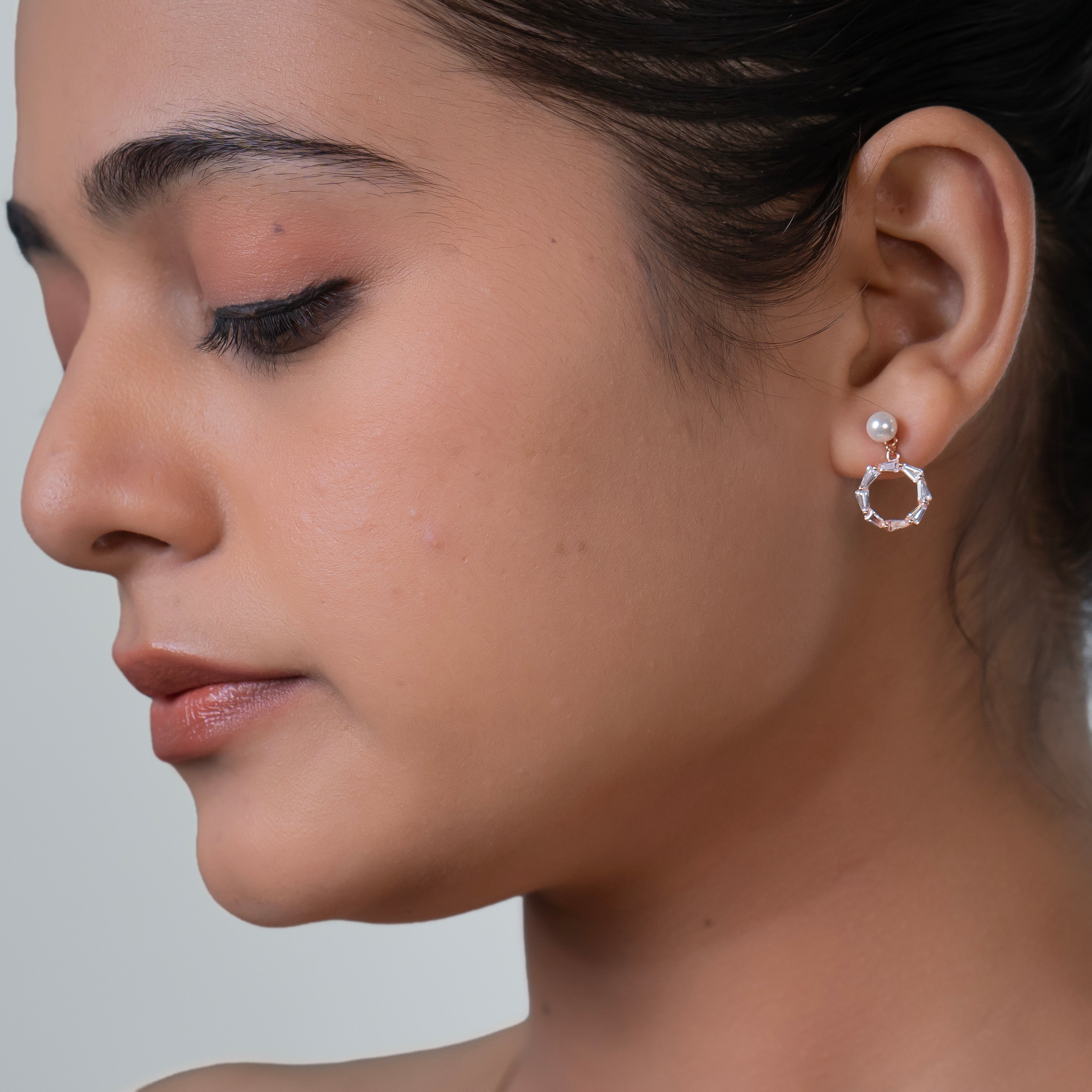 Pearl Octagon Drop Studs