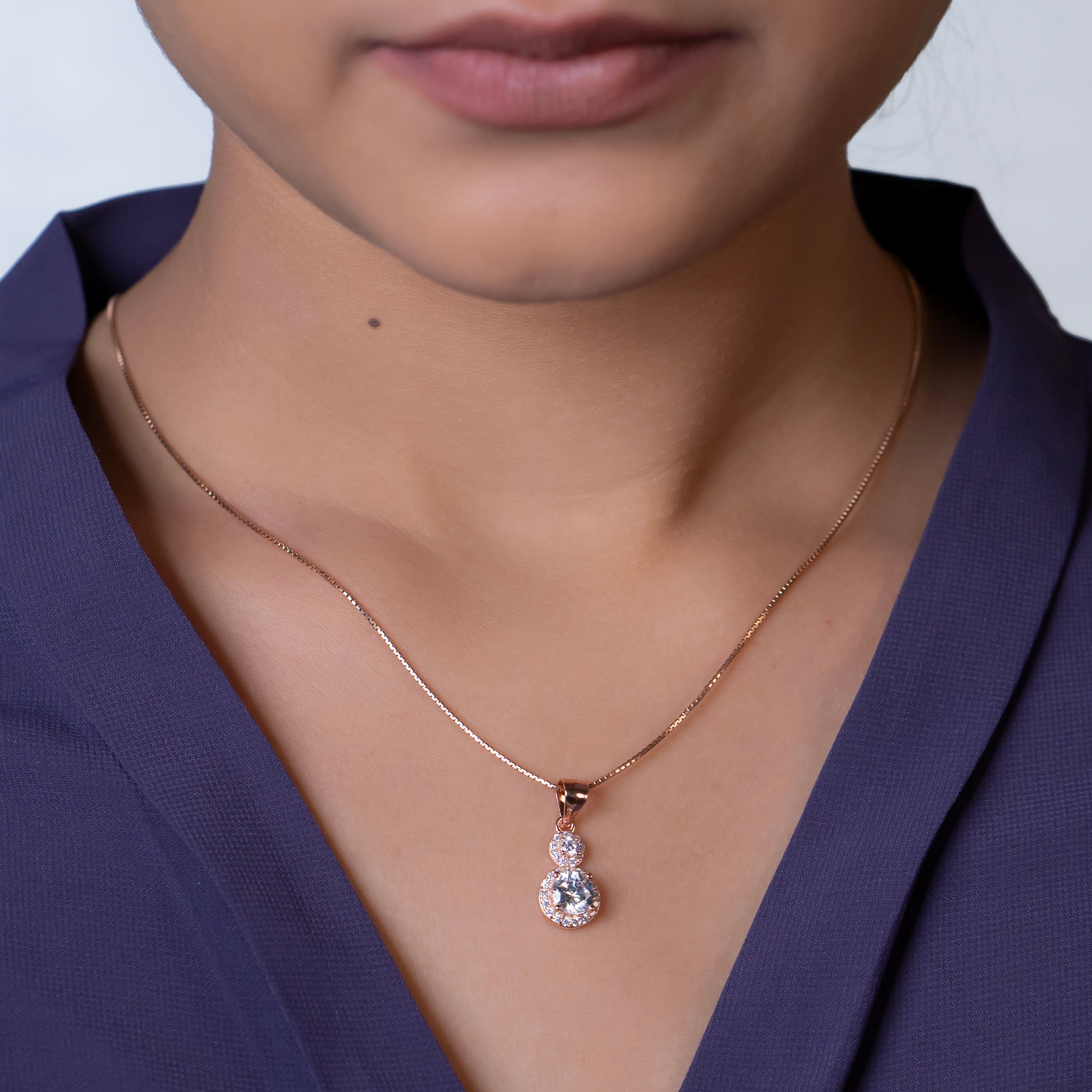 Double Halo Droplet Necklace