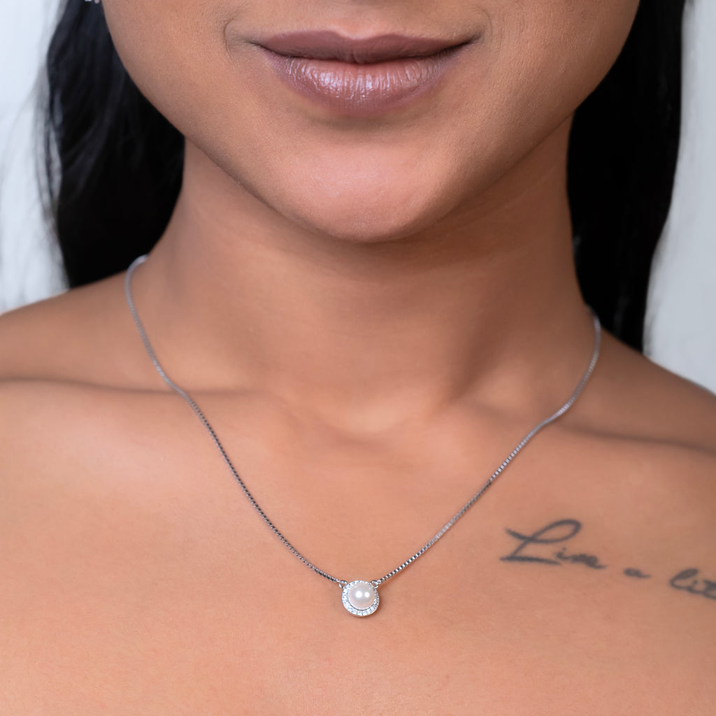 Pearl Halo Medallion Necklace