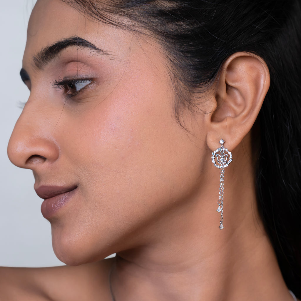 Silver Butterfly Wreath Chain Drops