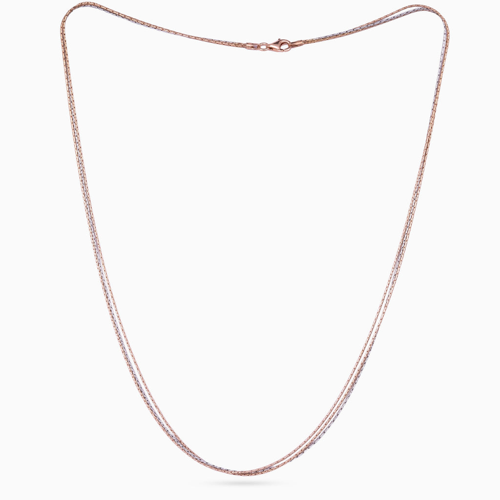 women’s 925 silver double-strand chain necklace, two-tone rhodium and rose-gold, collarbone length 46 cm