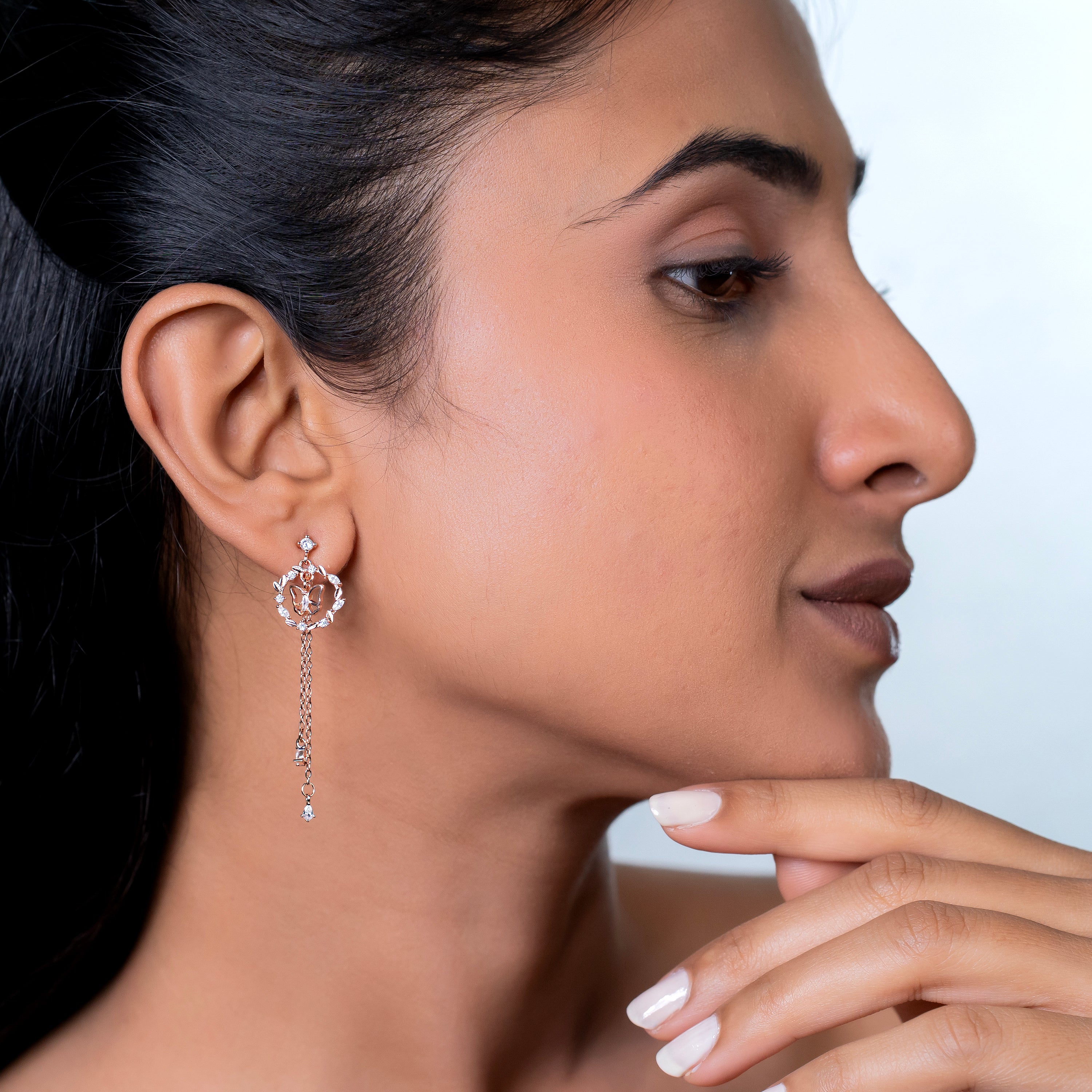 Rose gold Butterfly Wreath Chain Drops