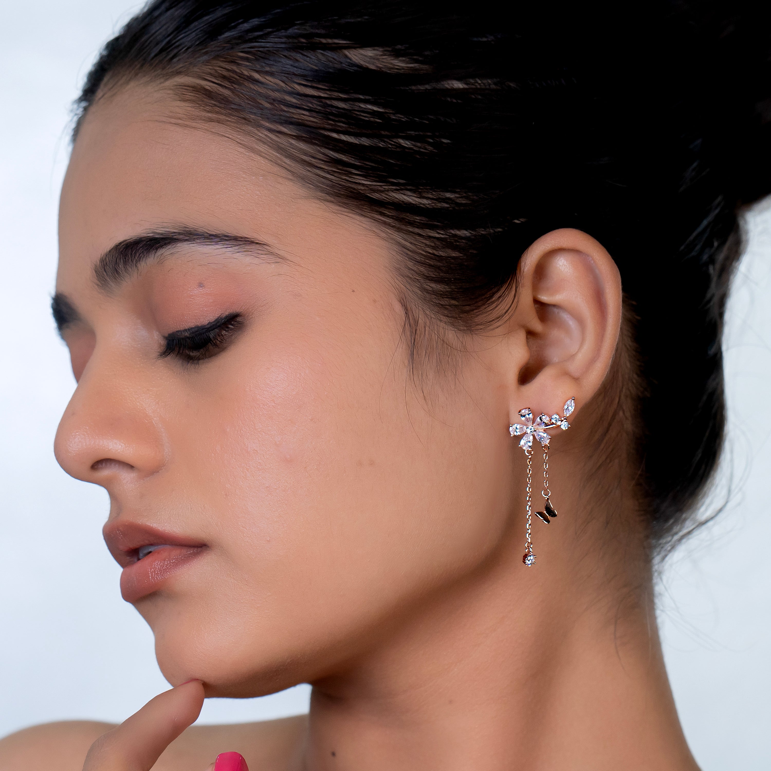 Rose gold Butterfly Bloom Chain Drops