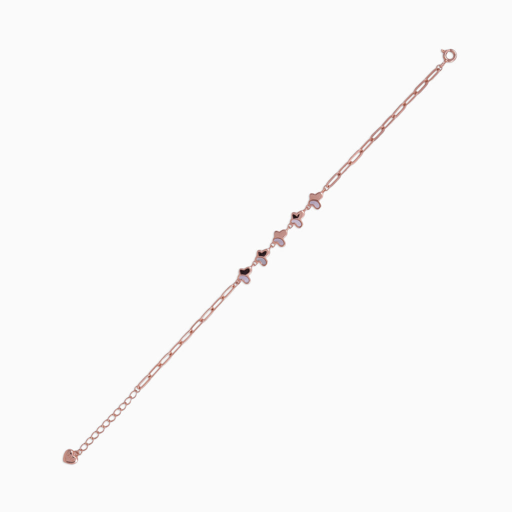 Rosy Butterflies Paperclip Bracelet