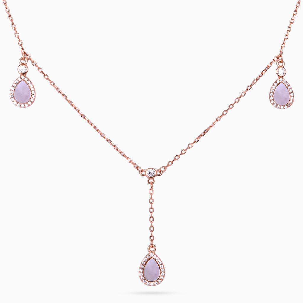 Rose Gold Talisman Drop Charm Necklace
