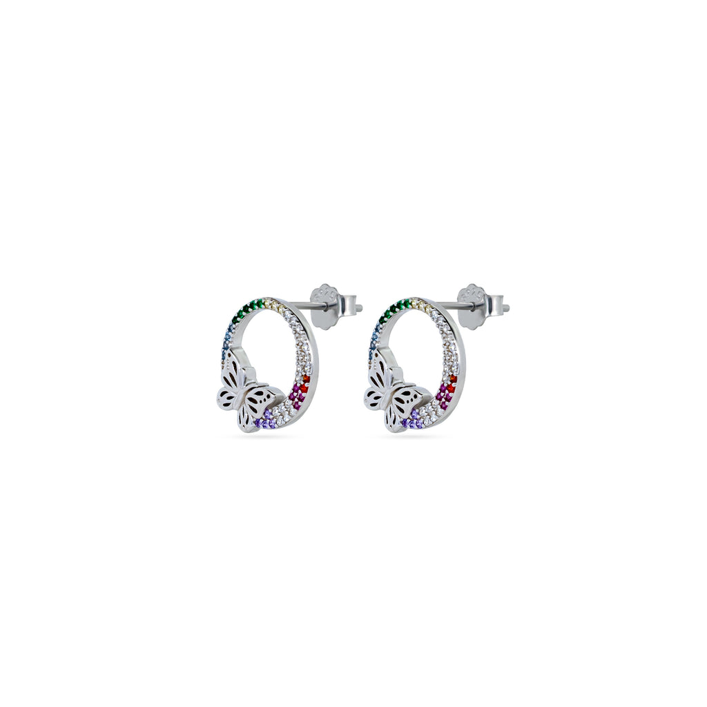 Rainbow Papillon Circle Pendant Set