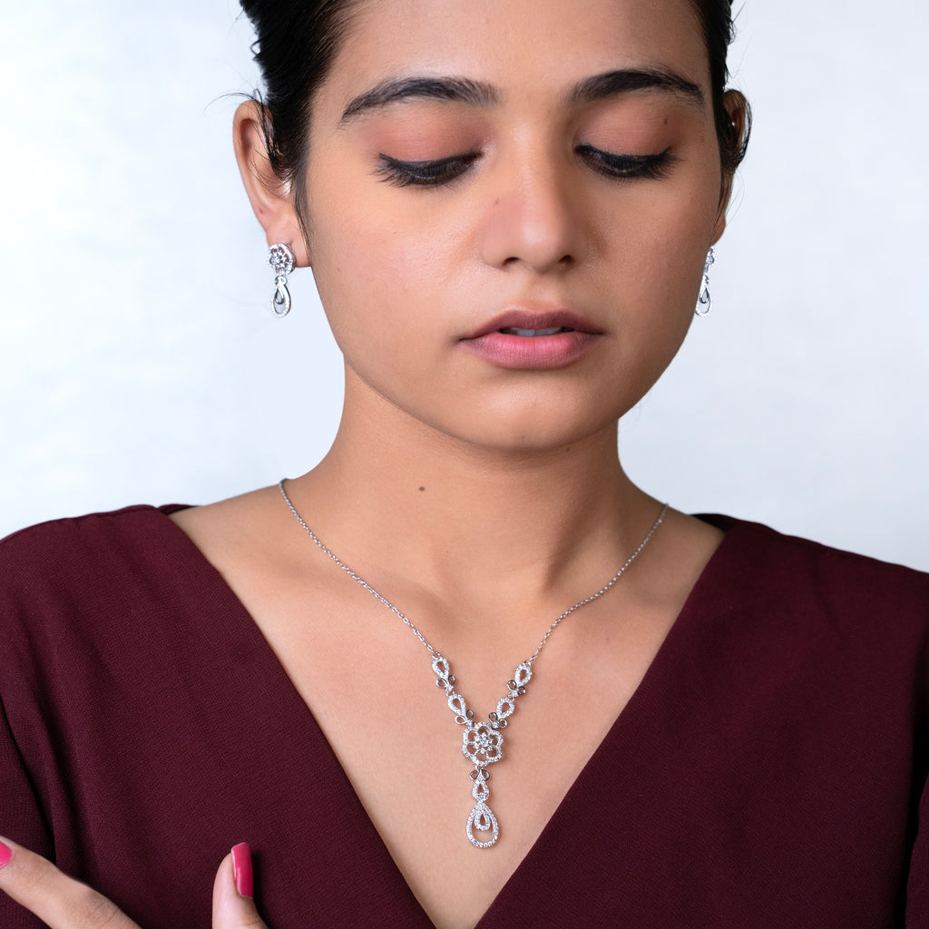 Heirloom Petal CZ Necklace Set
