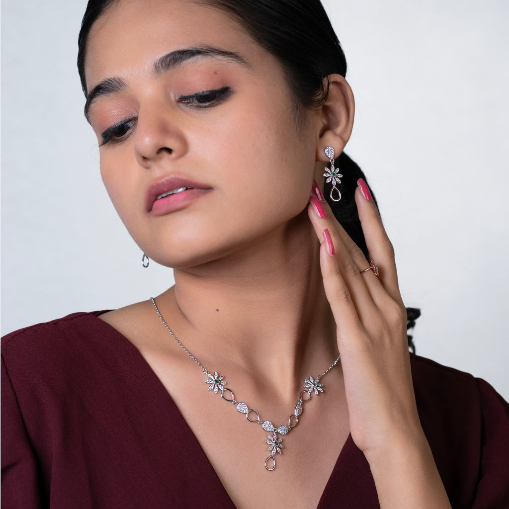 Meadow Bloom CZ Necklace Set