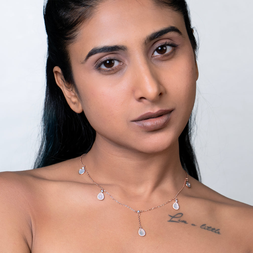 Rose Gold Talisman Drop Charm Necklace