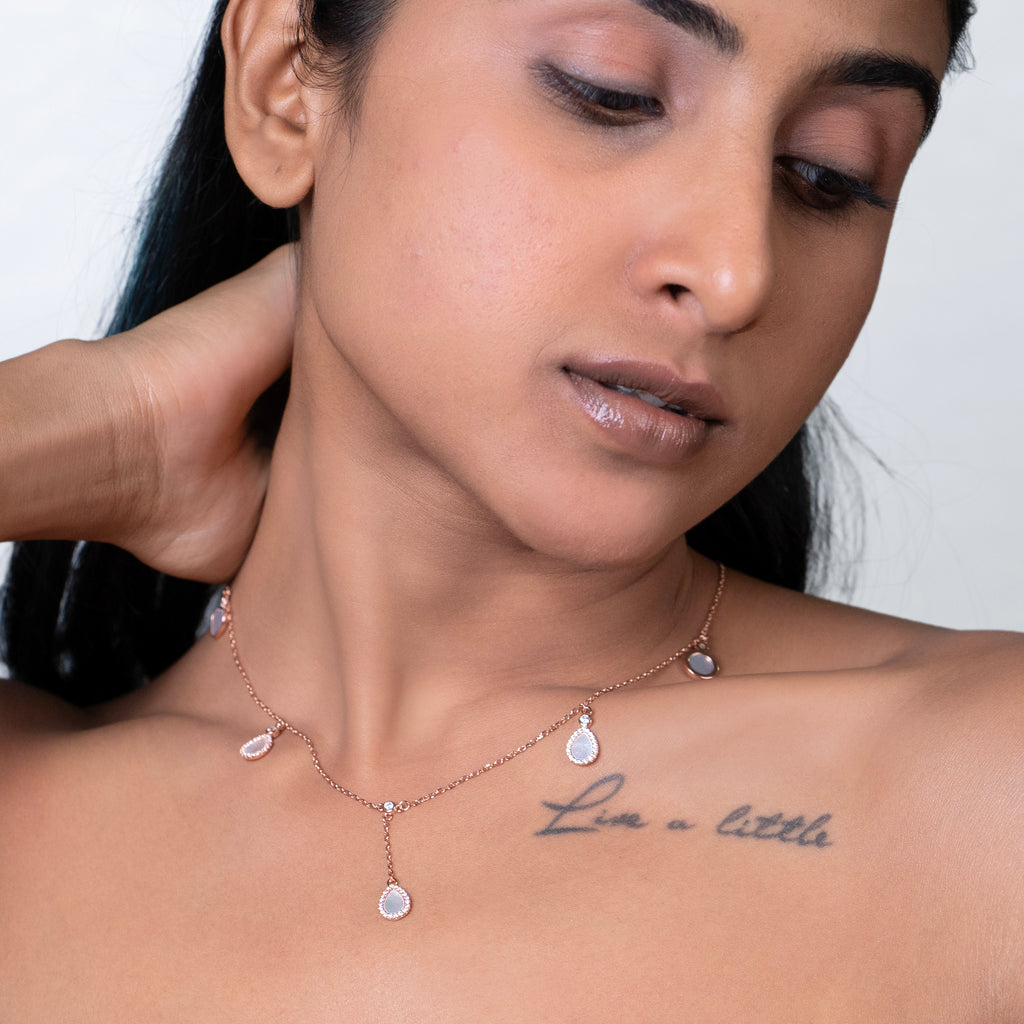 Rose Gold Talisman Drop Charm Necklace