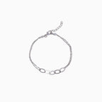 925 sterling silver, rhodium, Oval Link Duo Chain Bracelet bracelet (Everyday Edge), 16 cm