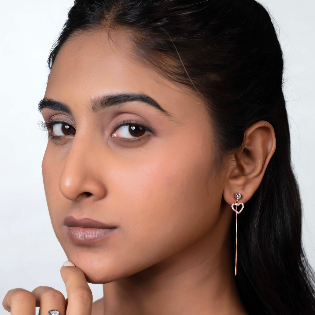 Rose gold Pavé Heart Chain Drops