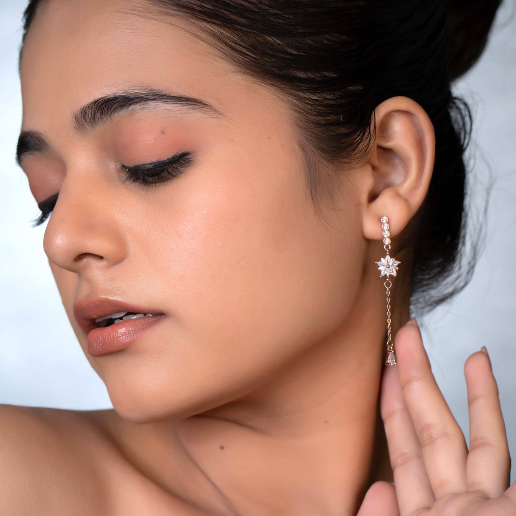 Rose gold Starburst Chain Drops