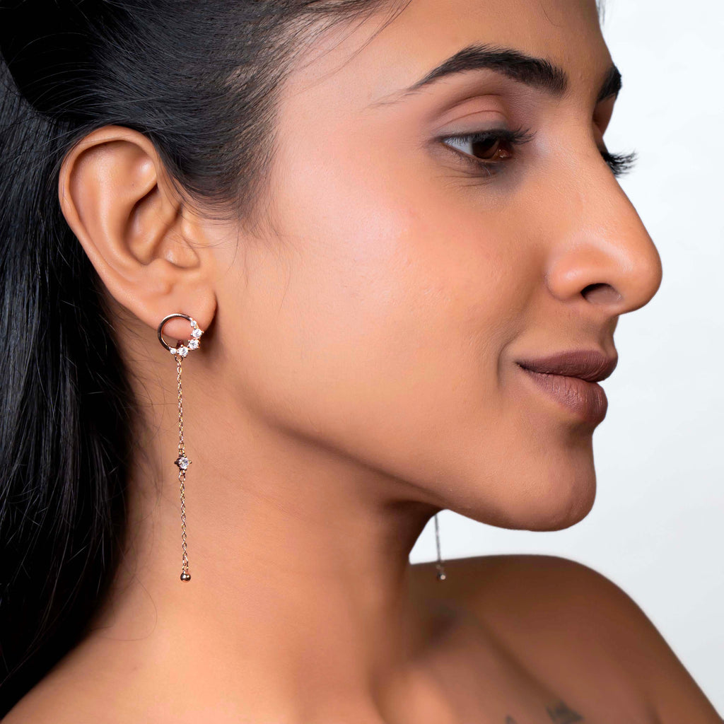 Rose gold Cluster Cascade Huggies