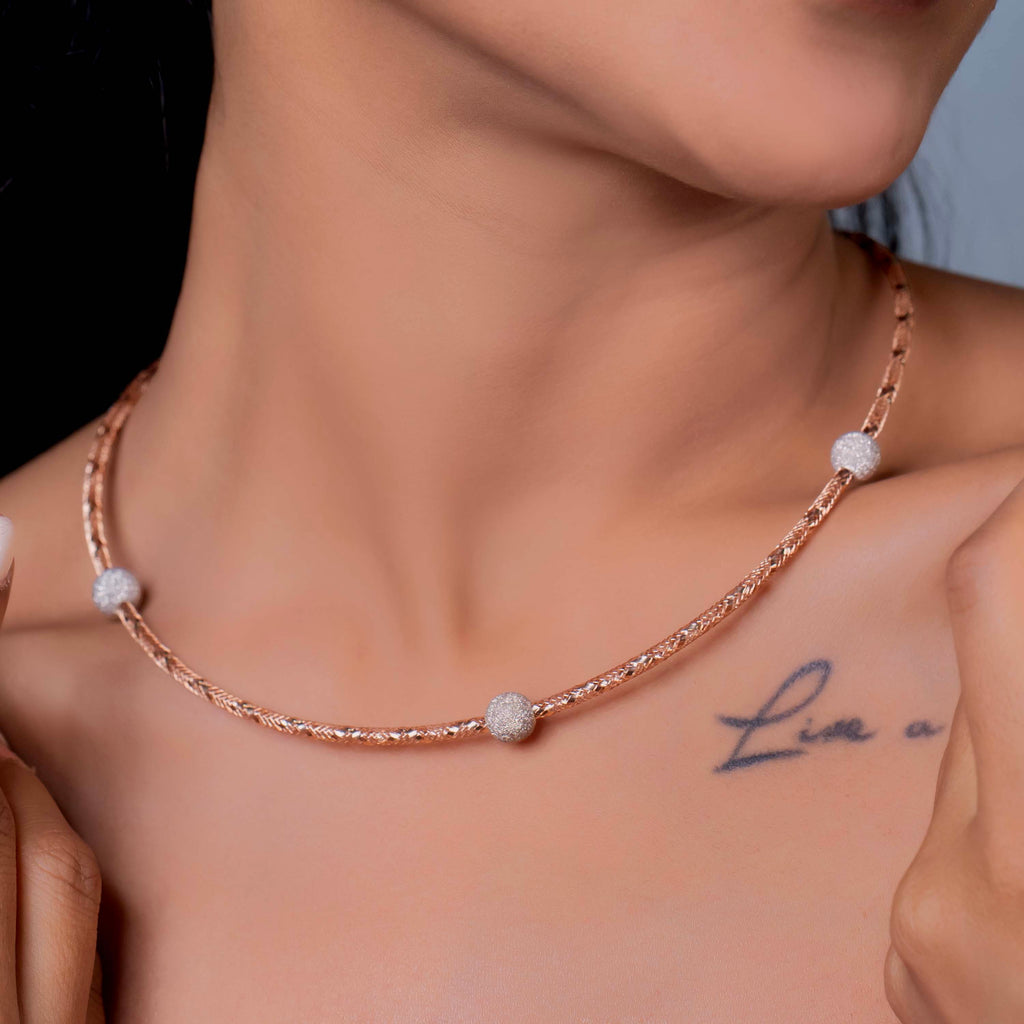 Frosted Bead Mesh Necklace