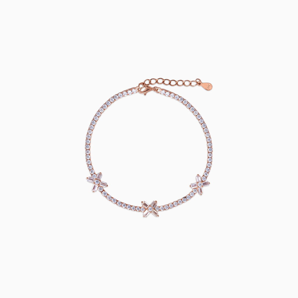 925 sterling silver, Rose Gold Bracelet, Stellar Lattice bracelet (Stellar Lattice), 17 cm
