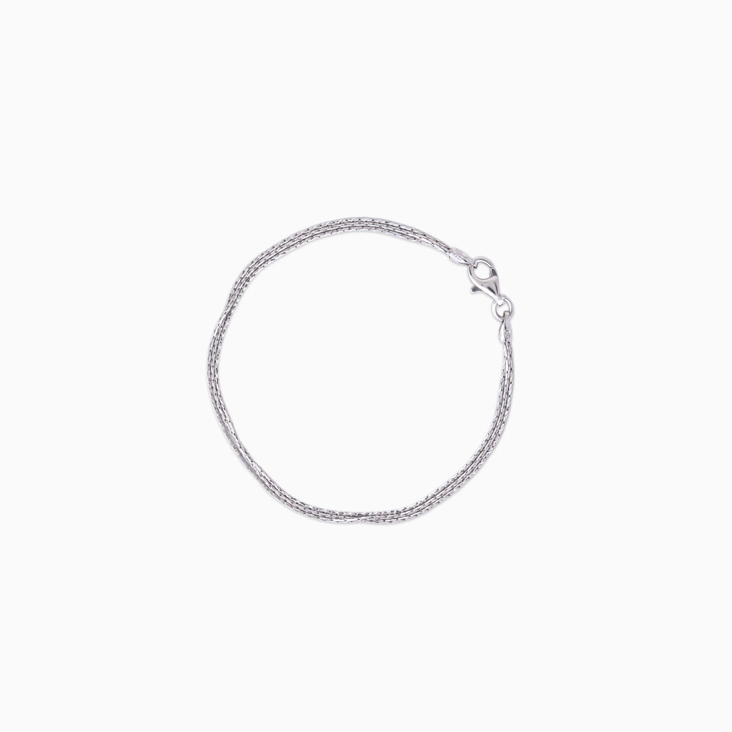 925 sterling silver, rhodium, Sleek Weave Chain Bracelet bracelet (Everyday Edge), 16 cm
