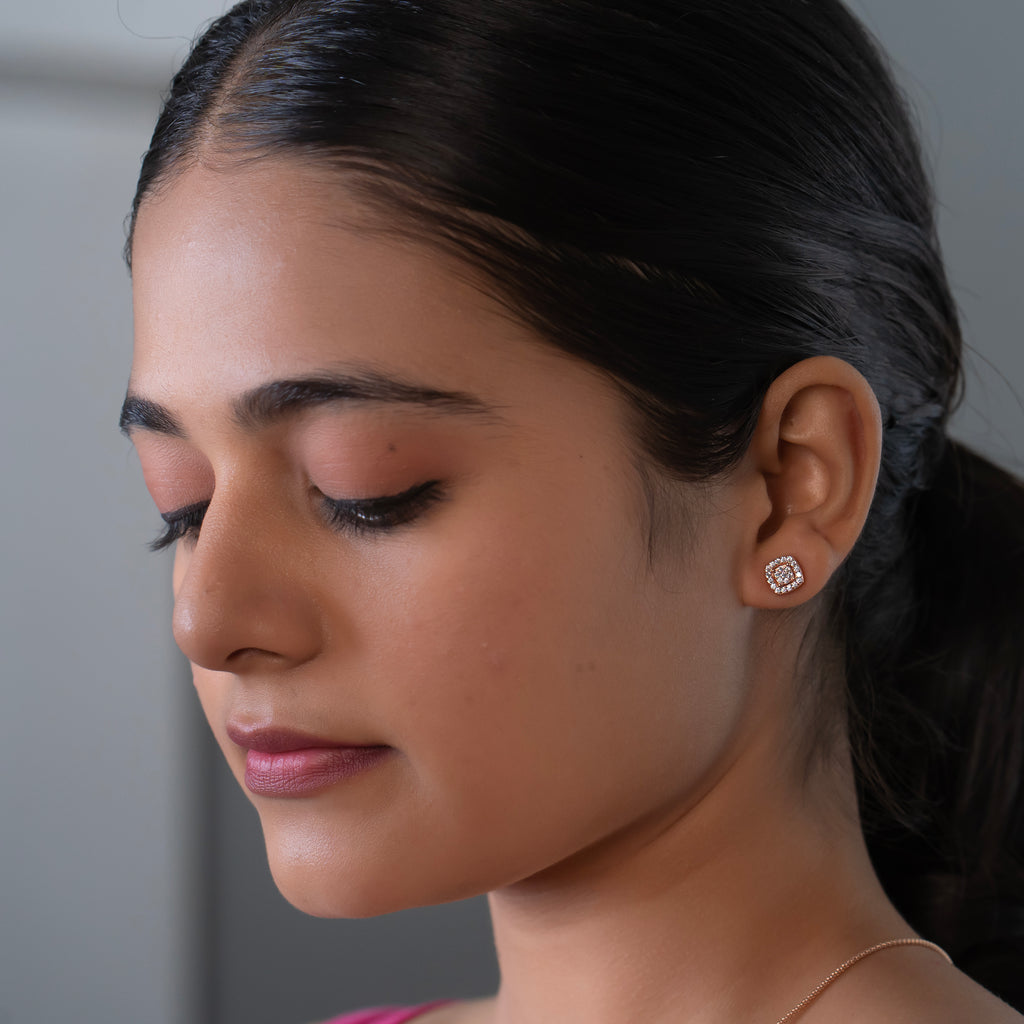 Cushion Halo Pave Studs