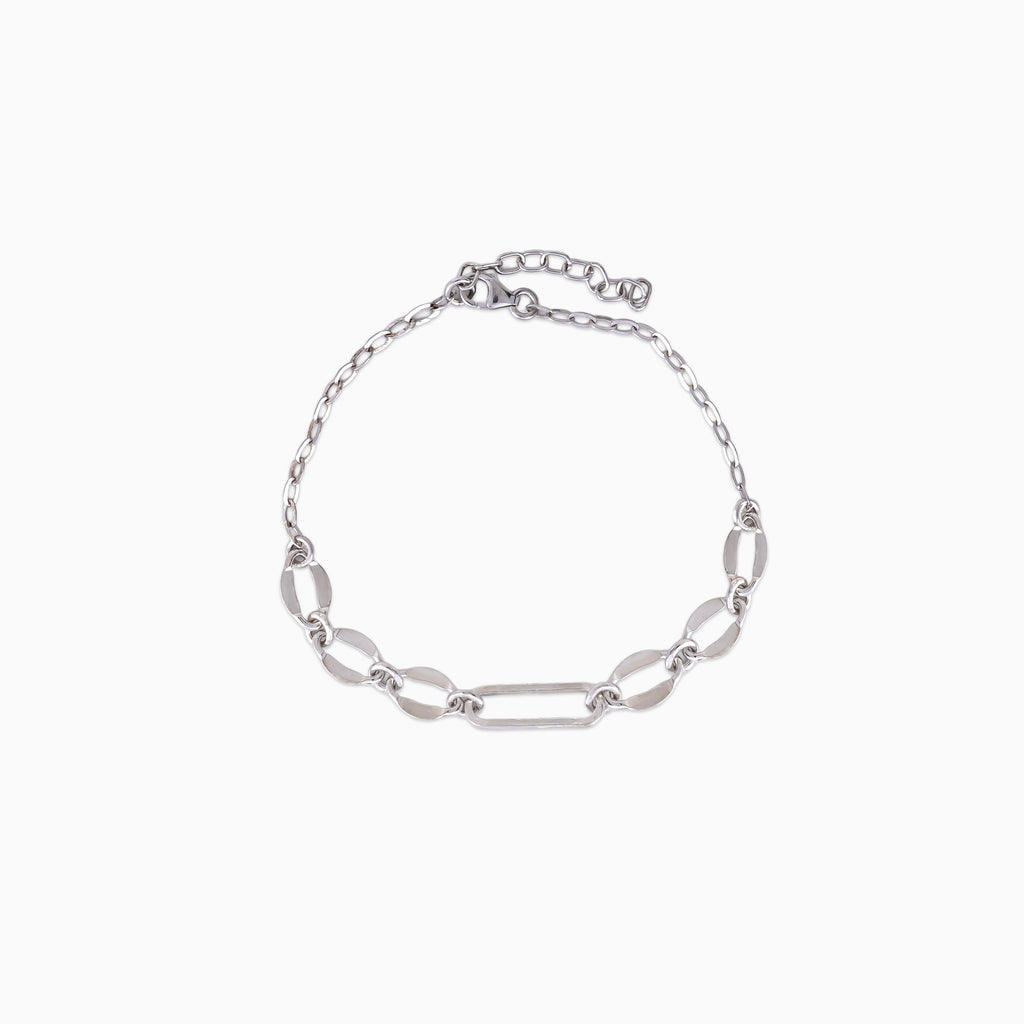925 sterling silver, rhodium, Petite Pearl Bead Chain Bracelet bracelet (Bloom & Pearl), 16 cm
