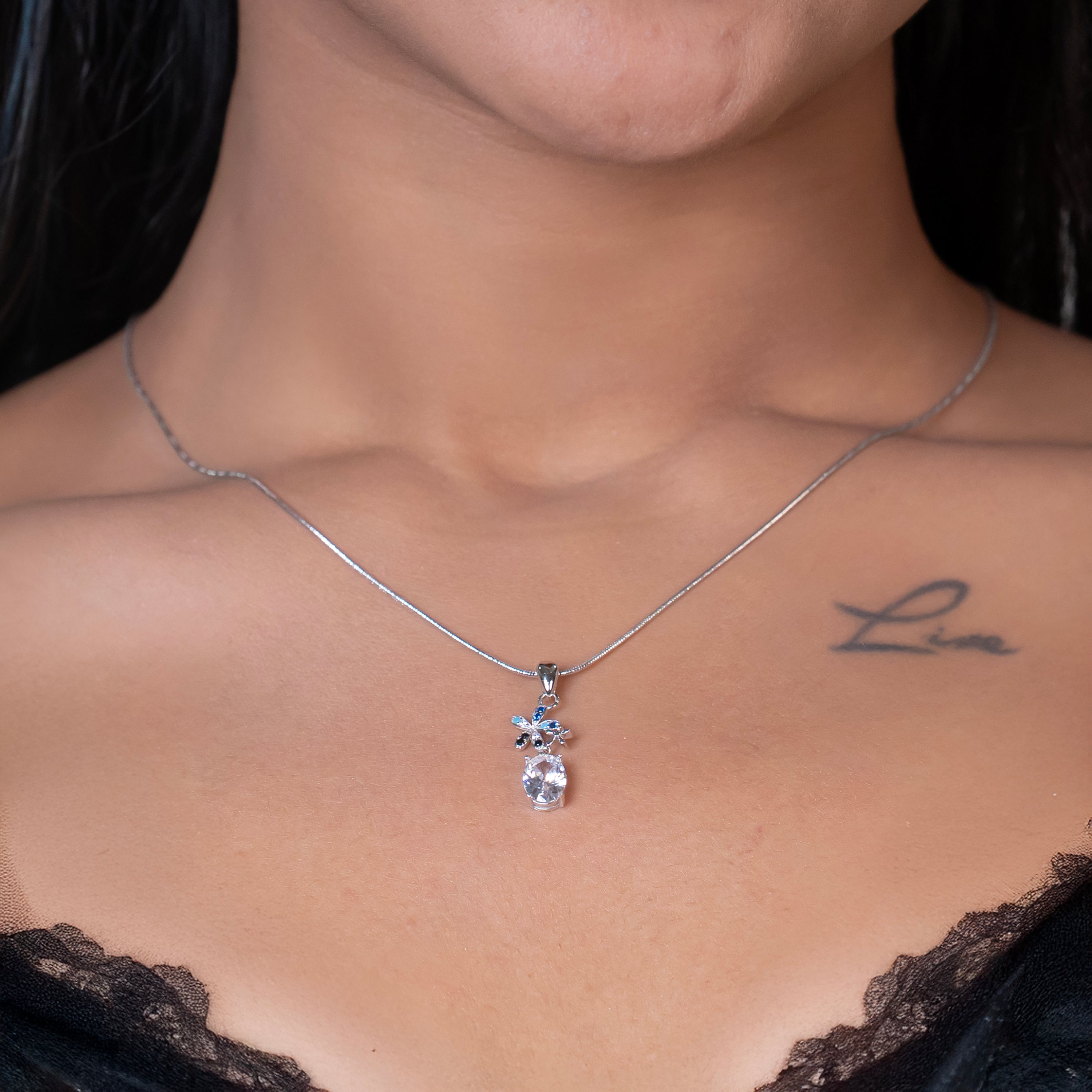 Azure Bloom Drop Necklace