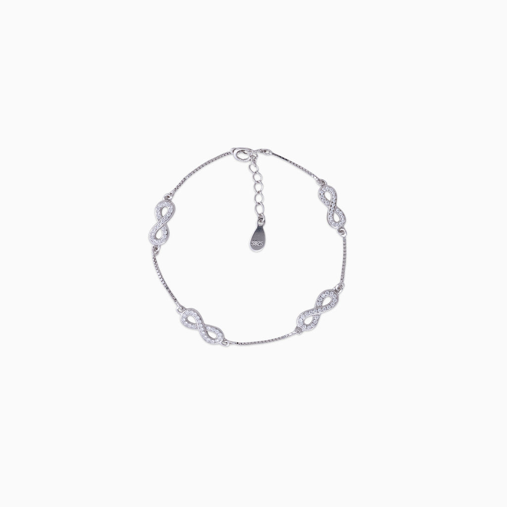 925 sterling silver, rhodium, Pavé Infinity Station Bracelet bracelet (Heartline), 16 cm