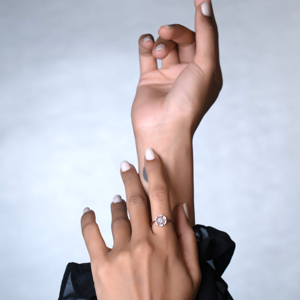 Spiral Bloom & Dewdrop Ring