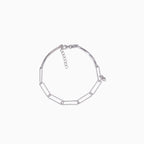 925 sterling silver, rhodium, Paperclip Heart Charm Bracelet bracelet (Heartline), 16 cm