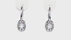 Silver Oval Halo Leverback Drops