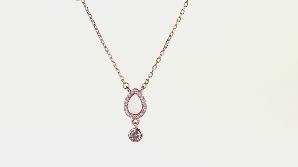 Teardrop Halo Pearl Drop Necklace