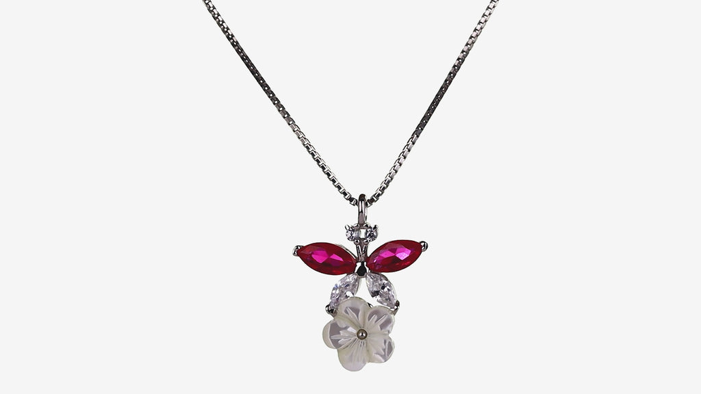 Fuchsia Wing Blossom Pendant Set