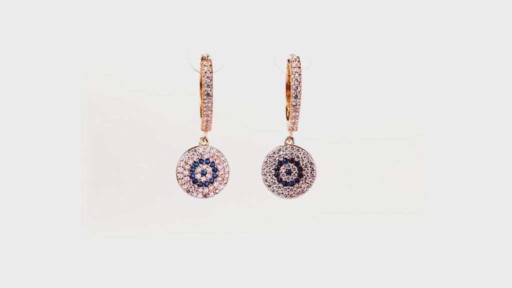 Evil Eye Pavé Huggie Drops