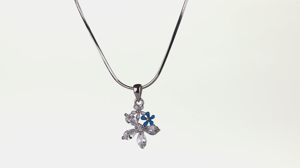 Silver Azure Blossom Cluster Pendant Set