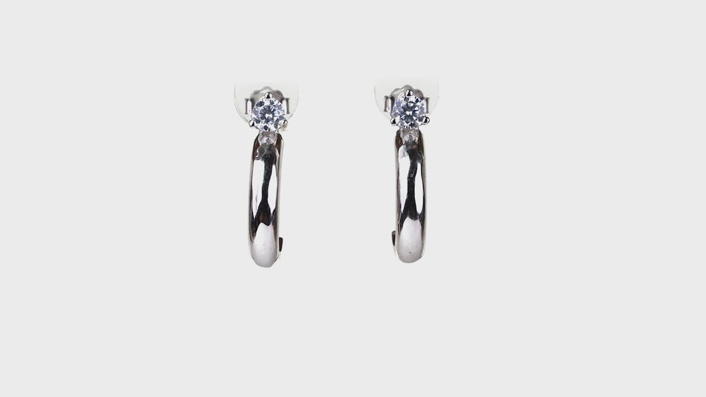 Silver Solitaire Dome Huggies