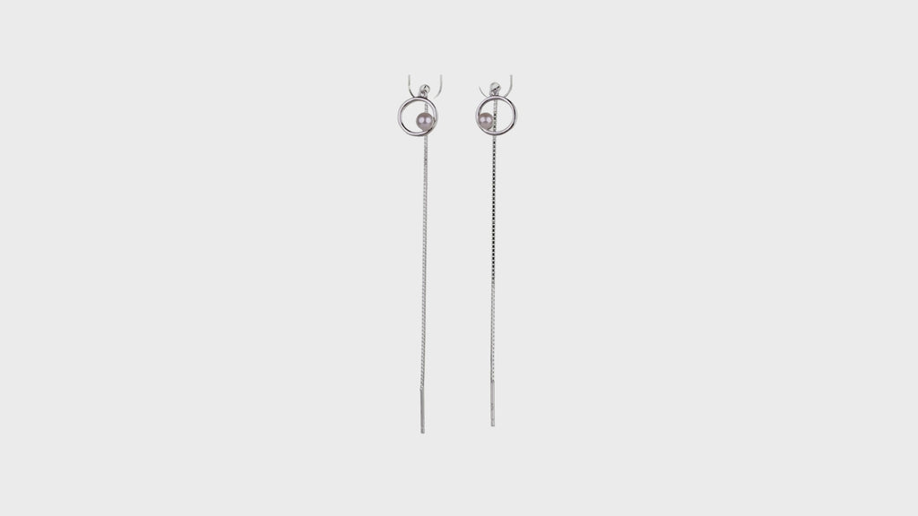 Silver Orbit Pearl Threader Drops