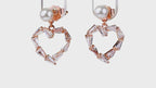 Rose gold Pearl Heart Baguette Drops