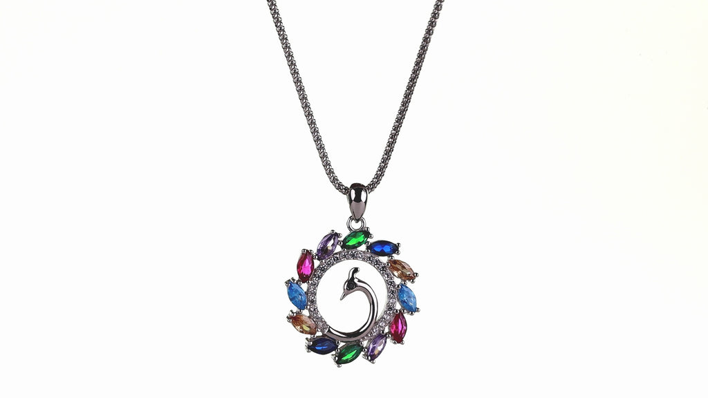 Peacock Ruby Wreath Pendant Set