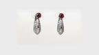 Silver Ruby Teardrop Pavé Huggies