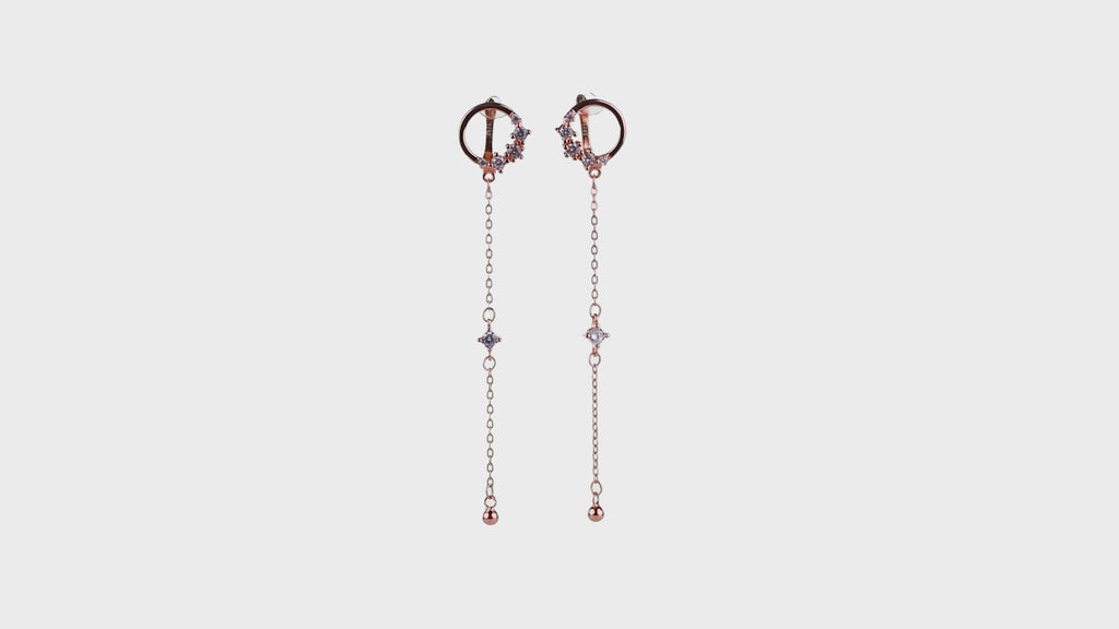 Rose gold Cluster Cascade Huggies