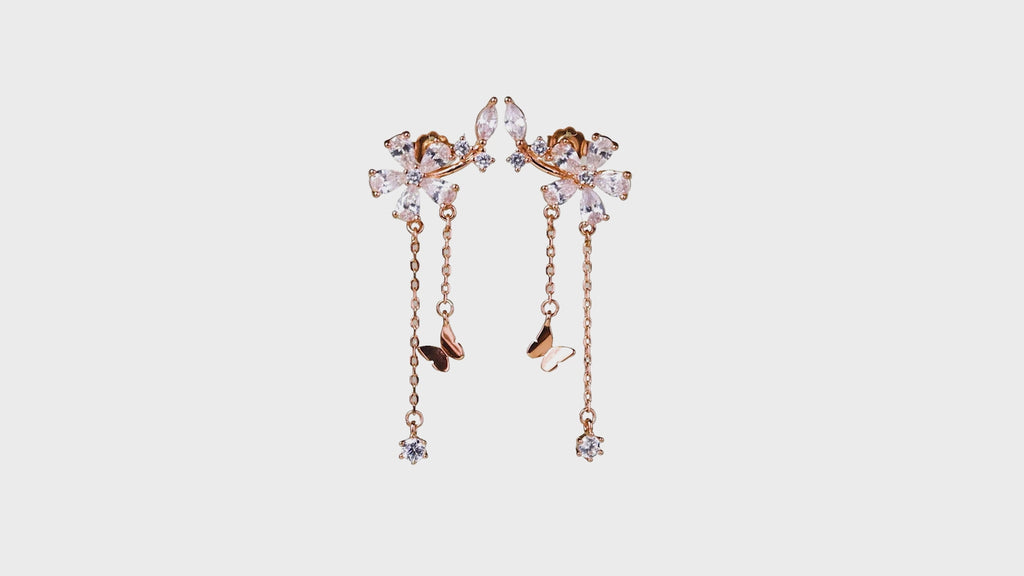 Rose gold Butterfly Bloom Chain Drops