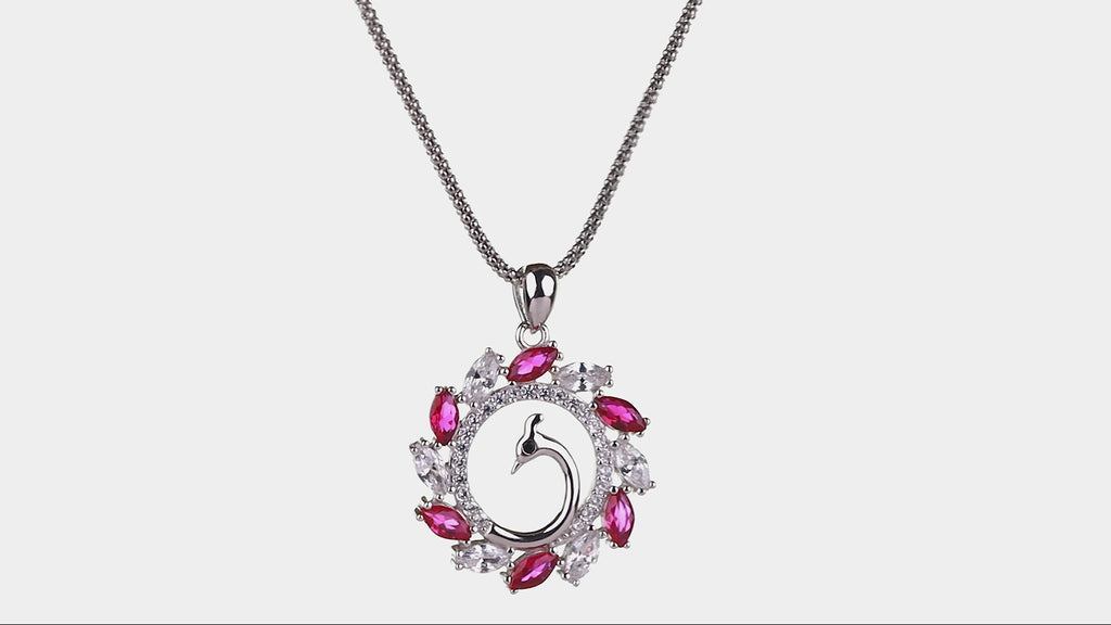 Peacock Ruby Wreath Pendant Set