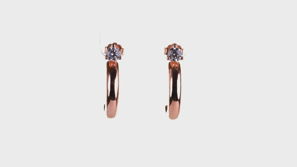 Rose gold Solitaire Dome Huggies