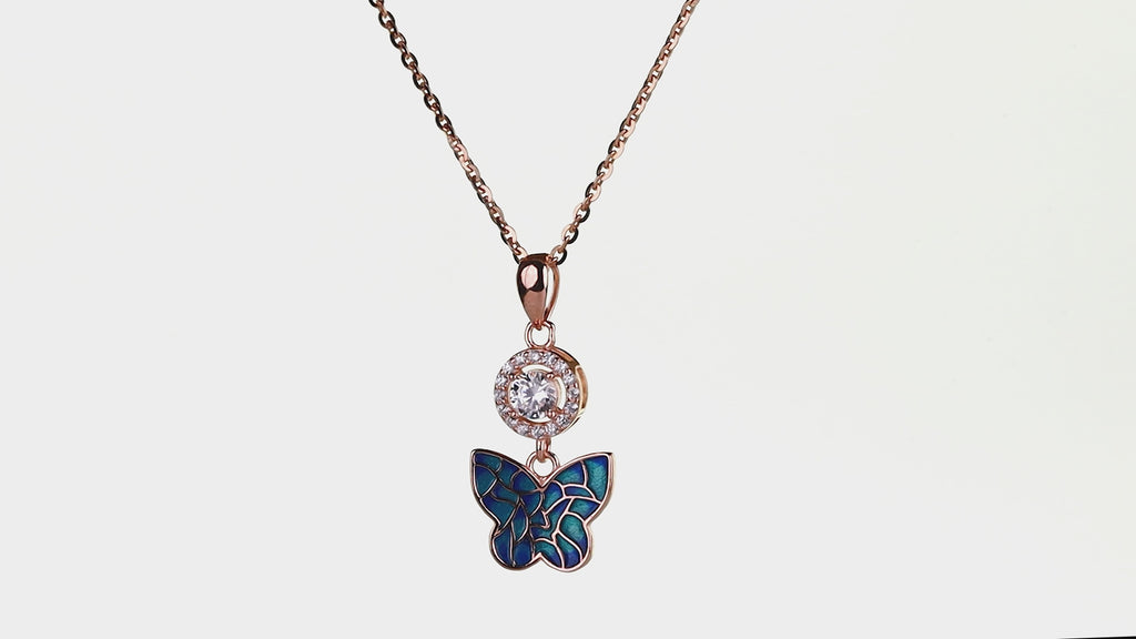 Mosaic Papillon Halo Pendant Set
